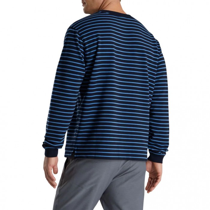 Chaquetas Footjoy Jersey Fleece Striped Crewneck Hombre Azul Marino | ES4208391