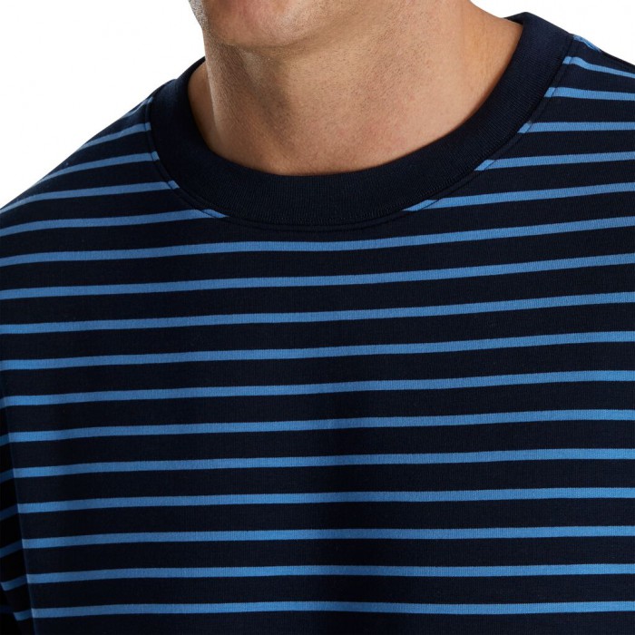 Chaquetas Footjoy Jersey Fleece Striped Crewneck Hombre Azul Marino | ES4208391