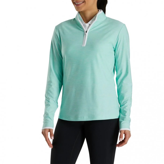 Chaquetas Footjoy Quarter-Zip Space Dye Mid-Layer Mujer Aquamarine | ES7895361