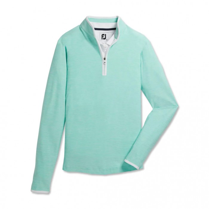 Chaquetas Footjoy Quarter-Zip Space Dye Mid-Layer Mujer Aquamarine | ES7895361