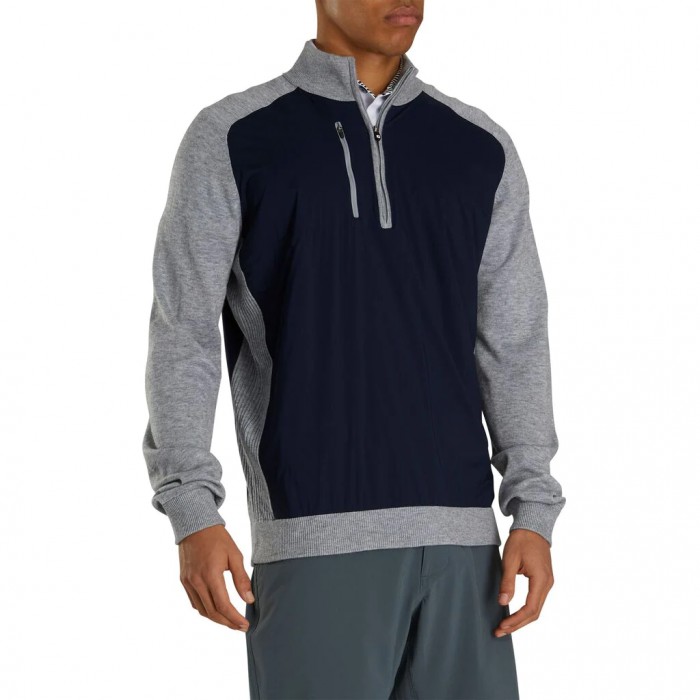 Chaquetas Footjoy Tech Sueter Hombre Azul Marino Gris | ES7012869