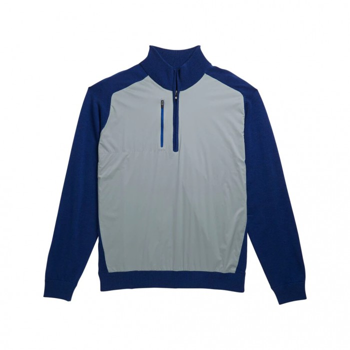 Chaquetas Footjoy Tech Sueter Hombre Gris Azul Real | ES1067834