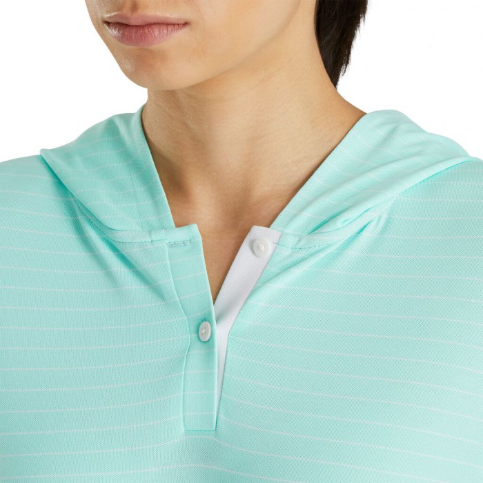 Sudadera Con Capucha Footjoy 3/4 Sleeve Pinstripe Mujer Aquamarine | ES4528173