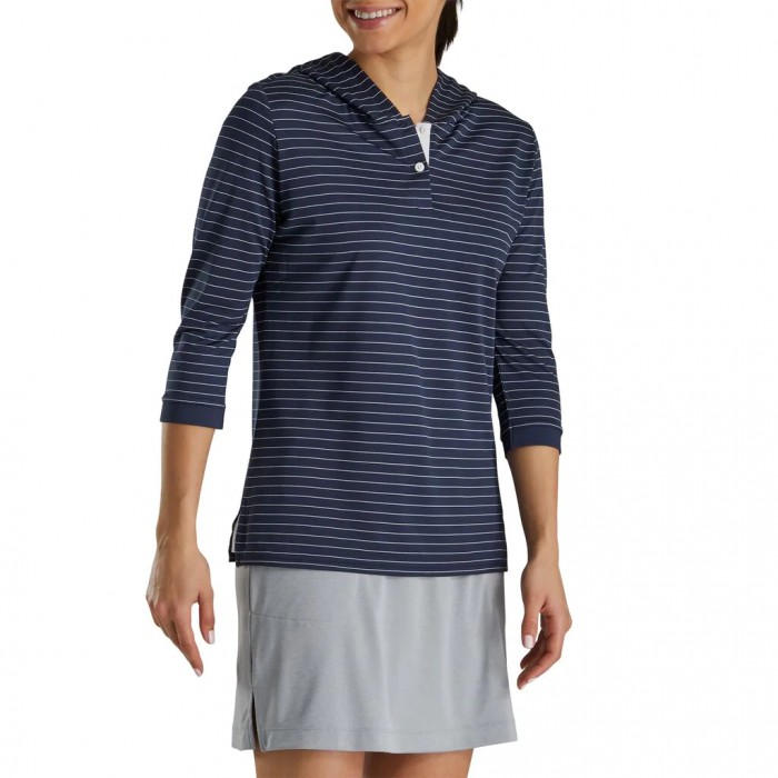 Sudadera Con Capucha Footjoy 3/4 Sleeve Pinstripe Mujer Azul Marino | ES7480935