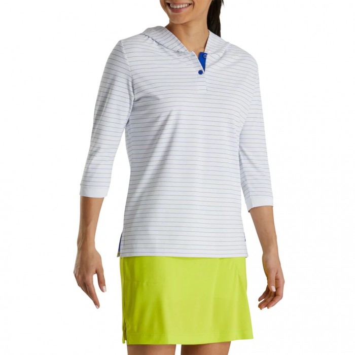 Sudadera Con Capucha Footjoy 3/4 Sleeve Pinstripe Mujer Blancas | ES8201569