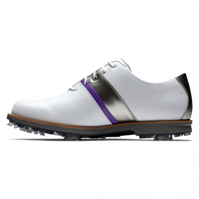 Zapatos Golf Con Pinchos Footjoy Premiere Series - Traditional Mujer Blancas Plateadas Moradas | ES4127396