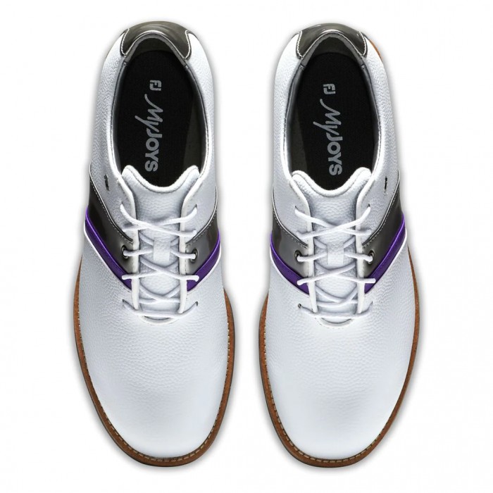 Zapatos Golf Con Pinchos Footjoy Premiere Series - Traditional Mujer Blancas Plateadas Moradas | ES4127396