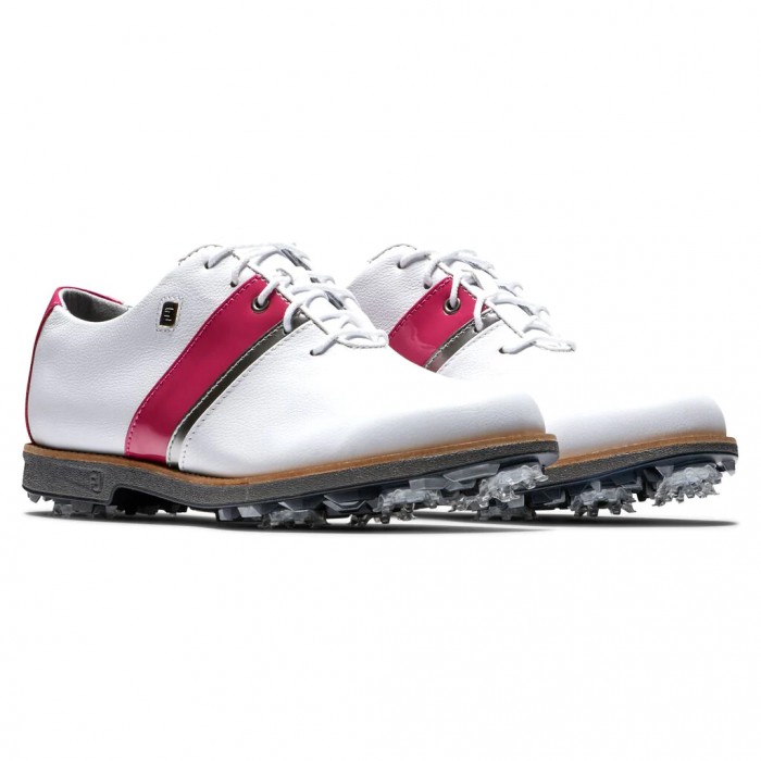 Zapatos Golf Con Pinchos Footjoy Premiere Series - Traditional Mujer Blancas Fucsia Plateadas | ES8210753