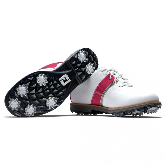 Zapatos Golf Con Pinchos Footjoy Premiere Series - Traditional Mujer Blancas Fucsia Plateadas | ES8210753