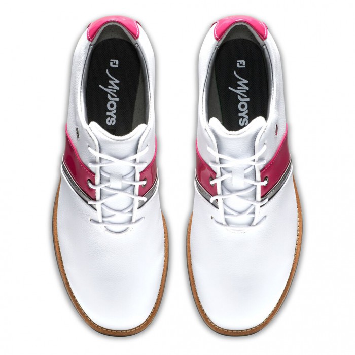 Zapatos Golf Con Pinchos Footjoy Premiere Series - Traditional Mujer Blancas Fucsia Plateadas | ES8210753