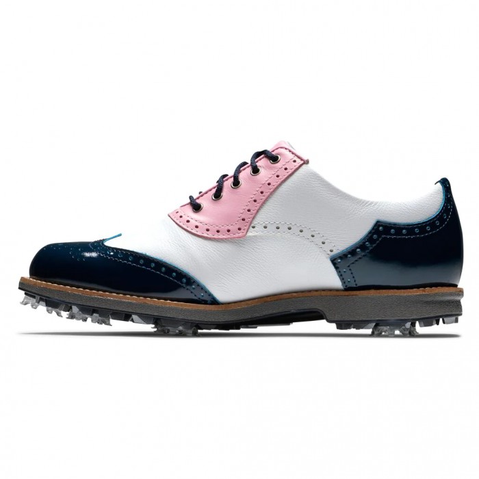 Zapatos Golf Con Pinchos Footjoy Premiere Series - Shield Tip Mujer Blancas Rosas Azul Marino | ES9127058