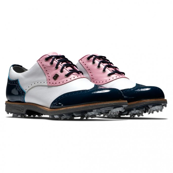 Zapatos Golf Con Pinchos Footjoy Premiere Series - Shield Tip Mujer Blancas Rosas Azul Marino | ES9127058