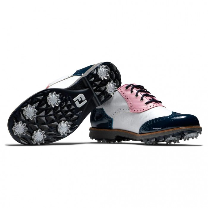 Zapatos Golf Con Pinchos Footjoy Premiere Series - Shield Tip Mujer Blancas Rosas Azul Marino | ES9127058