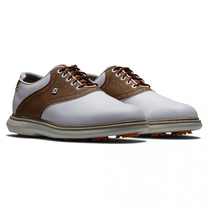 Zapatos Golf Con Pinchos Footjoy Traditions Hombre Blancas Marrones | ES1689302