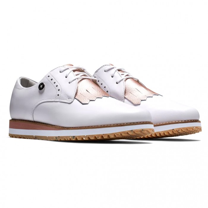 Zapatos Golf Sin Pinchos Footjoy Deporte Retro - Kiltie Mujer Blancas Rosas | ES6431580