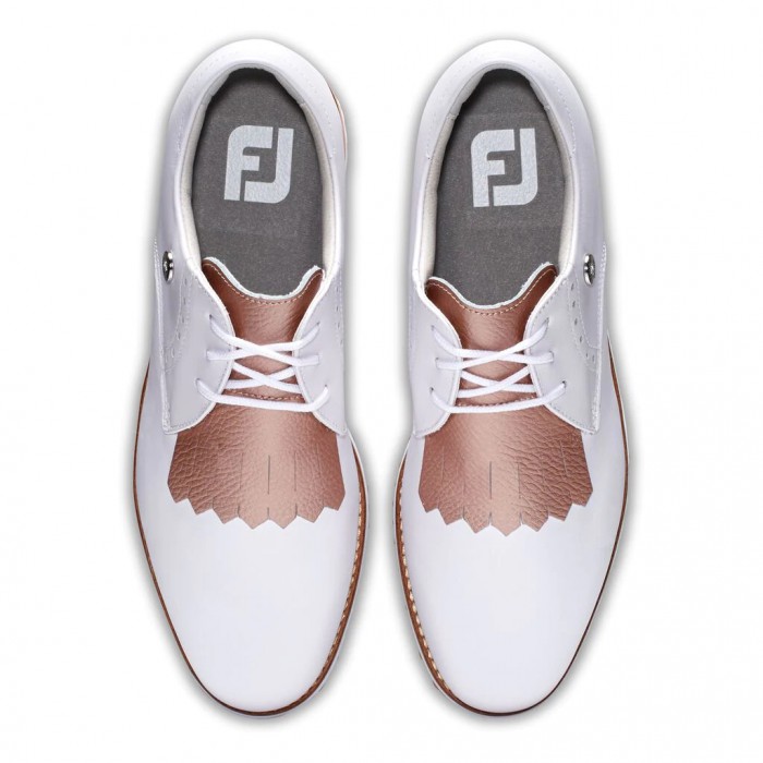 Zapatos Golf Sin Pinchos Footjoy Deporte Retro - Kiltie Mujer Blancas Rosas | ES6431580