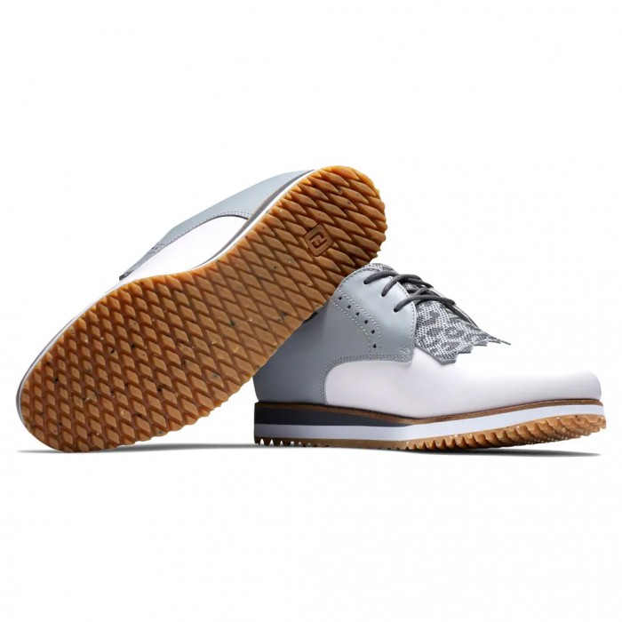 Zapatos Golf Sin Pinchos Footjoy Deporte Retro - Kiltie Mujer Blancas Gris Claro | ES7629843