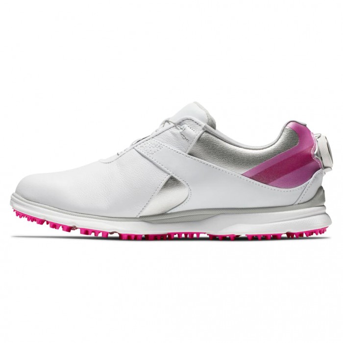 Zapatos Golf Sin Pinchos Footjoy Pro|SL BOA Mujer Blancas Plateadas Rosas | ES2197803