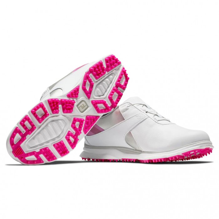 Zapatos Golf Sin Pinchos Footjoy Pro|SL BOA Mujer Blancas Plateadas Rosas | ES2197803