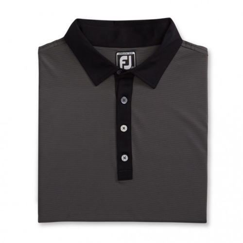 Camisas Footjoy Atléticos Fit Lisle End-On-End Self Collar Hombre Negras Gris | ES2867154