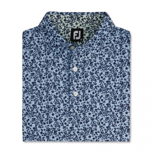 Camisas Footjoy Floral Vines Lisle Print Self Collar Hombre Azul Marino Verde Menta | ES5417982