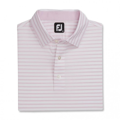 Camisas Footjoy Lisle 2-Color Stripe Self Collar Hombre Blancas Rosas Claro | ES2145608