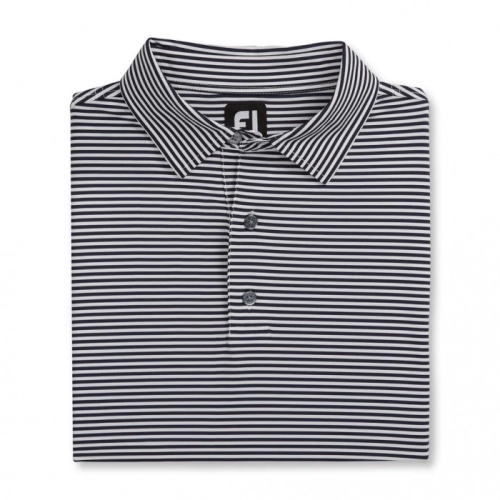 Camisas Footjoy Lisle Feeder Stripe Self Collar Hombre Azul Marino Blancas | ES0643782