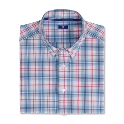 Camisas Footjoy Performance Tartan Plaid Hombre Wedgewood | ES7492865