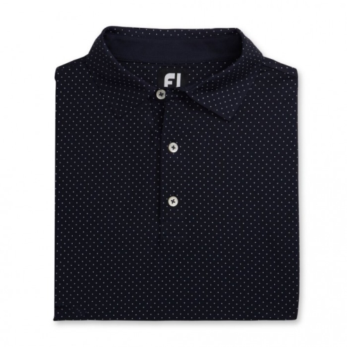 Camisas Footjoy Stretch Lisle Dot Print Self Collar Hombre Azul Marino | ES1245389