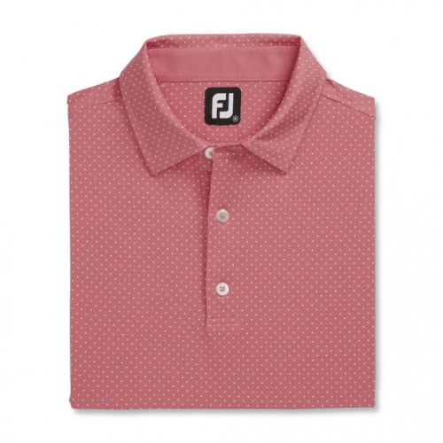 Camisas Footjoy Stretch Lisle Dot Print Self Collar Hombre Rojas Blancas | ES9570124