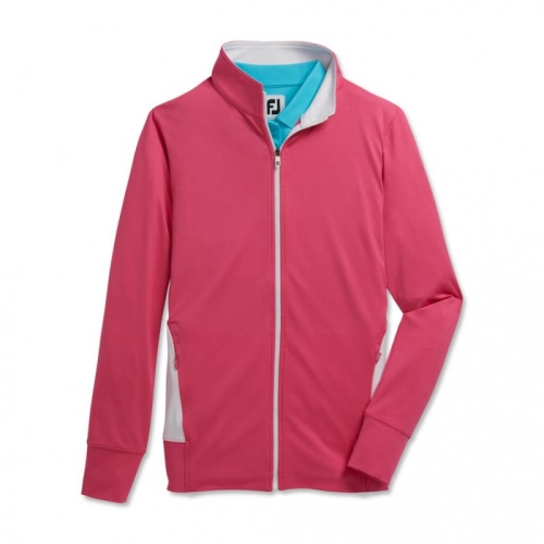 Chaquetas Footjoy Full-Zip Panel Pocket Mid Layer Mujer Rosas Blancas | ES5068417