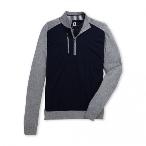 Chaquetas Footjoy Tech Sueter Hombre Azul Marino Gris | ES7012869